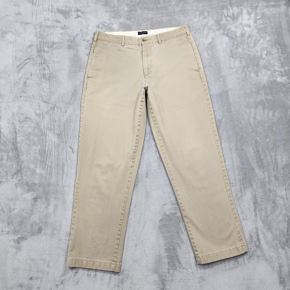 Lands' End Pants Mens 34x28 Beige Traditional Classic Fit Chino Straight Khakis